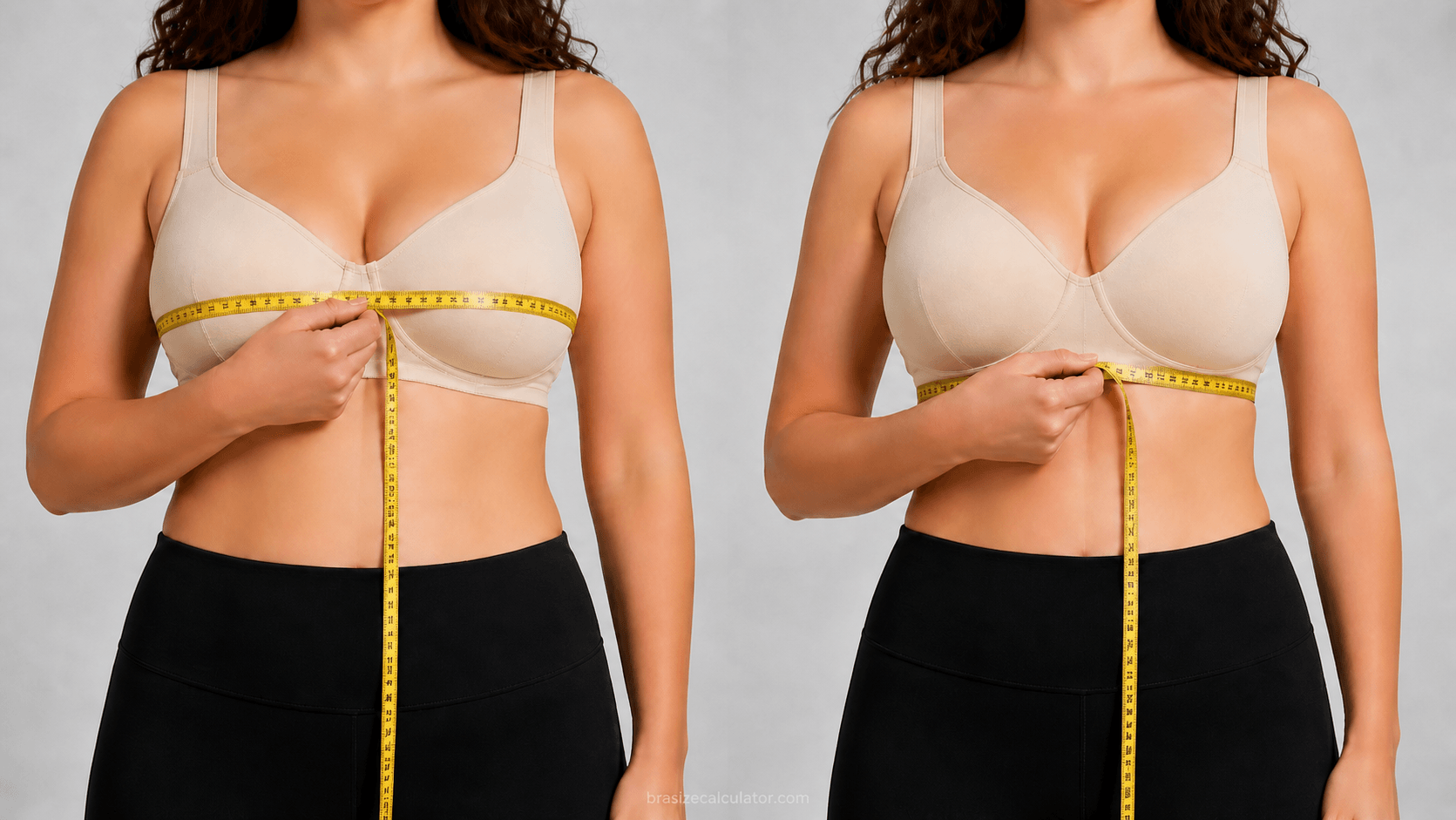 Bust and band measurements used to calculate bra cup size