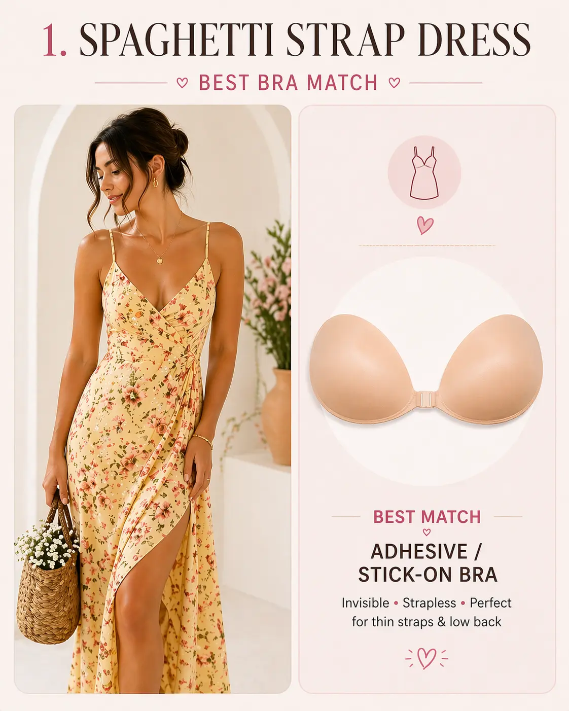 A spaghetti strap dress with very thin shoulder straps.