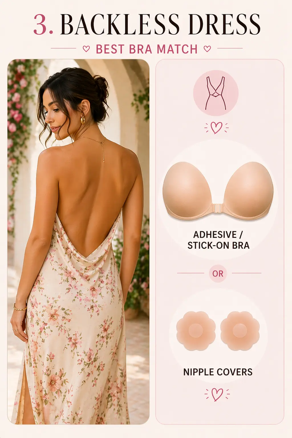 A backless dress with a low open back.