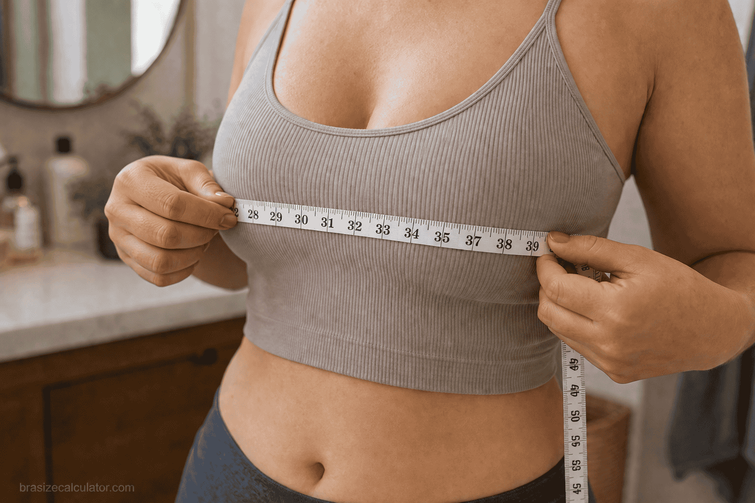 Bust measurement tape closeup for understanding why bras feel uncomfortable