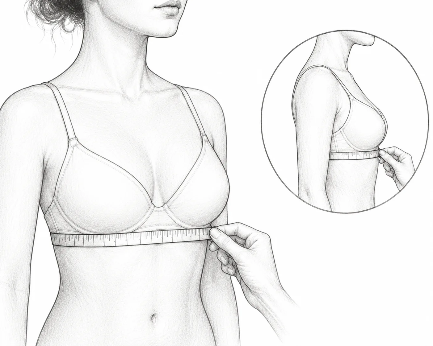 How to measure band size with tape around the underbust and ribcage