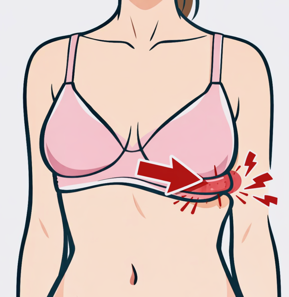 Uneven band pressure in one side of the bra.